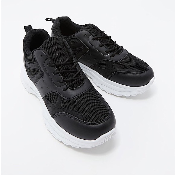 Mesh Faux- leather Lace up Sneakers - Picture 2 of 5